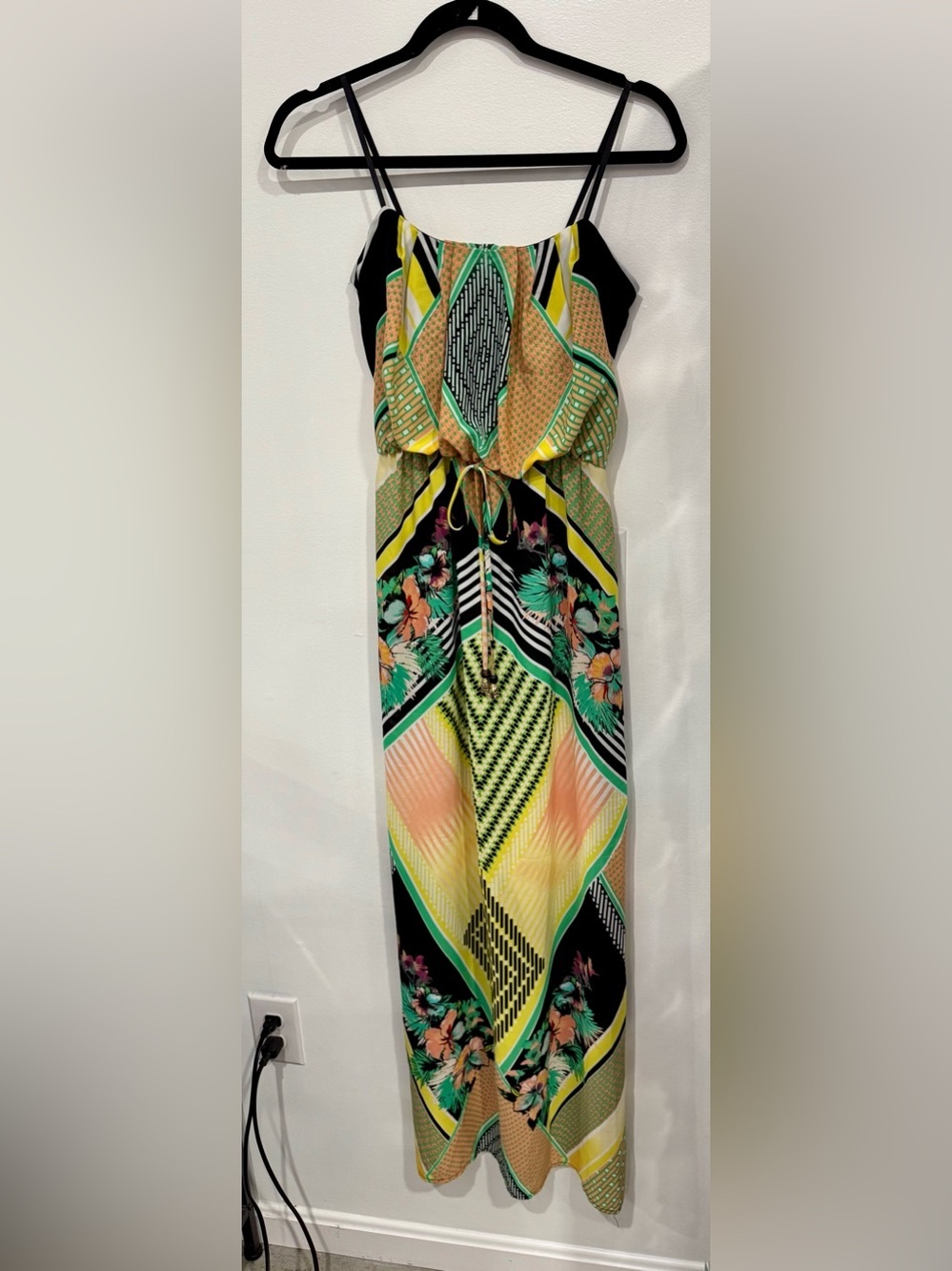 City Studio Yellow Green Floral Print Maxi Dress